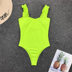 Luxury Black Female Swimsuit Vintage One Piece Ruffled Push Up Tummy Control Swimwear Halter One Piece Slimming Retro Swimsuit Women's Plus Size Push Up Bathing Suit Solid Red Swimwear Women Padded Bathing Suits Stevvex