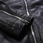 Luxury Black Men Faux Leather Jacket Elegant Motorcycle Men's Jackets Black Warm Business Male PU Leather Coats Men's Leathers Motorcycle Slim Fit Jacket