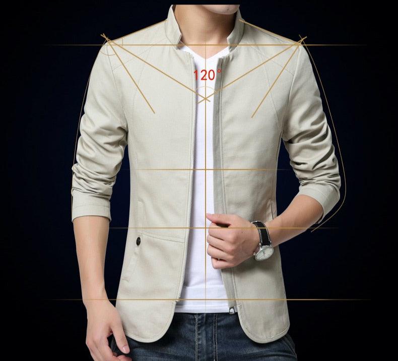 Luxury Black Mens Jacket Fashion Jacket Men Slim Fit Business Casual Male Jackets Warm Outdoor Men's Lightweight Cotton Jacket Elegant Slim Men Solid Color Clothing Stevvex
