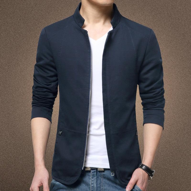 Luxury Black Mens Jacket Fashion Jacket Men Slim Fit Business Casual Male Jackets Warm Outdoor Men's Lightweight Cotton Jacket Elegant Slim Men Solid Color Clothing Stevvex