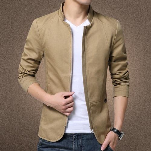 Luxury Black Mens Jacket Fashion Jacket Men Slim Fit Business Casual Male Jackets Warm Outdoor Men's Lightweight Cotton Jacket Elegant Slim Men Solid Color Clothing Stevvex
