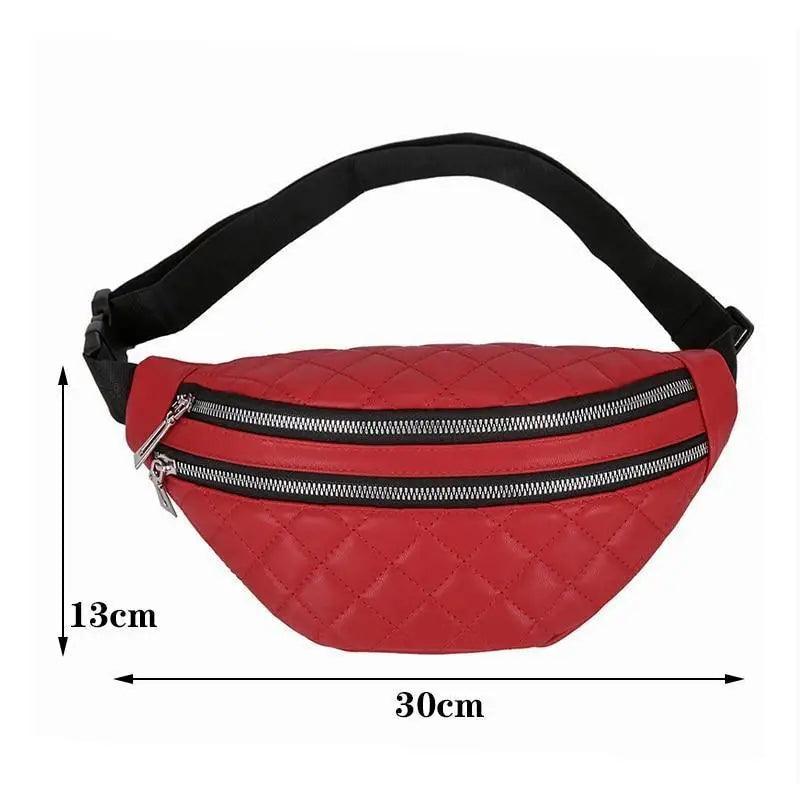 Luxury Black  PU Leather Fashion Women Waist Bag Waterproof Fanny Pack Beautiful Design Fanny Pack Cool Travel Waist Bag Stevvex