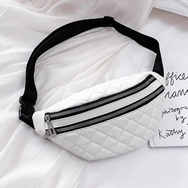 Luxury Black  PU Leather Fashion Women Waist Bag Waterproof Fanny Pack Beautiful Design Fanny Pack Cool Travel Waist Bag Stevvex
