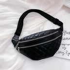 Luxury Black  PU Leather Fashion Women Waist Bag Waterproof Fanny Pack Beautiful Design Fanny Pack Cool Travel Waist Bag Stevvex