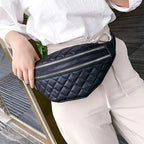 Luxury Black  PU Leather Fashion Women Waist Bag Waterproof Fanny Pack Beautiful Design Fanny Pack Cool Travel Waist Bag Stevvex