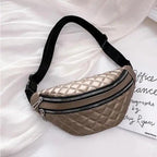 Luxury Black  PU Leather Fashion Women Waist Bag Waterproof Fanny Pack Beautiful Design Fanny Pack Cool Travel Waist Bag Stevvex