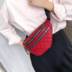 Luxury Black  PU Leather Fashion Women Waist Bag Waterproof Fanny Pack Beautiful Design Fanny Pack Cool Travel Waist Bag Stevvex
