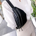 Luxury Black  PU Leather Fashion Women Waist Bag Waterproof Fanny Pack Beautiful Design Fanny Pack Cool Travel Waist Bag Stevvex