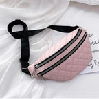 Luxury Black  PU Leather Fashion Women Waist Bag Waterproof Fanny Pack Beautiful Design Fanny Pack Cool Travel Waist Bag Stevvex