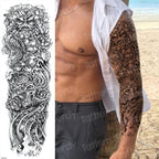 Luxury Black Temporary Tattoo Waterproof Big Lion Tattoo For Body Arm Legs Modern Large Design Stevvex