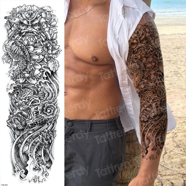 Luxury Black Temporary Tattoo Waterproof Big Lion Tattoo For Body Arm Legs Modern Large Design Stevvex