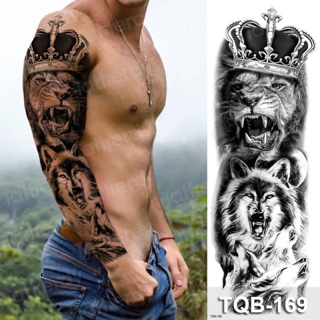 Luxury Black Temporary Tattoo Waterproof Big Lion Tattoo For Body Arm Legs Modern Large Design Stevvex
