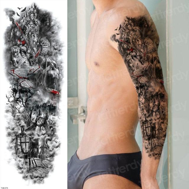 Luxury Black Temporary Tattoo Waterproof Big Lion Tattoo For Body Arm Legs Modern Large Design Stevvex