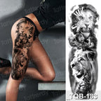 Luxury Black Temporary Tattoo Waterproof Big Lion Tattoo For Body Arm Legs Modern Large Design Stevvex