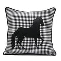 Luxury Black White Houndstooth Gold Leather Stitching Pillow Covers Sofa Decorative Horse Pillow Case Swallow Gird Throw Pillowcases Black Gold PU Leather Polyester Splicing Cushion Covers Well Made Classic Pattern Stevvex