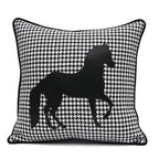 Luxury Black White Houndstooth Gold Leather Stitching Pillow Covers Sofa Decorative Horse Pillow Case Swallow Gird Throw Pillowcases Black Gold PU Leather Polyester Splicing Cushion Covers Well Made Classic Pattern Stevvex