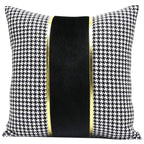 Luxury Black White Houndstooth Gold Leather Stitching Pillow Covers Sofa Decorative Horse Pillow Case Swallow Gird Throw Pillowcases Black Gold PU Leather Polyester Splicing Cushion Covers Well Made Classic Pattern Stevvex