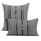 Luxury Black White Houndstooth Gold Leather Stitching Pillow Covers Sofa Decorative Horse Pillow Case Swallow Gird Throw Pillowcases Black Gold PU Leather Polyester Splicing Cushion Covers Well Made Classic Pattern Stevvex
