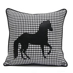 Luxury Black White Houndstooth Gold Leather Stitching Pillow Covers Sofa Decorative Horse Pillow Case Swallow Gird Throw Pillowcases Black Gold PU Leather Polyester Splicing Cushion Covers Well Made Classic Pattern Stevvex
