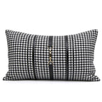 Luxury Black White Houndstooth Gold Leather Stitching Pillow Covers Sofa Decorative Horse Pillow Case Swallow Gird Throw Pillowcases Black Gold PU Leather Polyester Splicing Cushion Covers Well Made Classic Pattern Stevvex