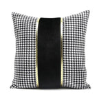 Luxury Black White Houndstooth Gold Leather Stitching Pillow Covers Sofa Decorative Horse Pillow Case Swallow Gird Throw Pillowcases Black Gold PU Leather Polyester Splicing Cushion Covers Well Made Classic Pattern Stevvex