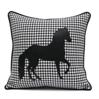 Luxury Black White Houndstooth Gold Leather Stitching Pillow Covers Sofa Decorative Horse Pillow Case Swallow Gird Throw Pillowcases Black Gold PU Leather Polyester Splicing Cushion Covers Well Made Classic Pattern Stevvex