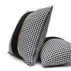 Luxury Black White Houndstooth Gold Leather Stitching Pillow Covers Sofa Decorative Horse Pillow Case Swallow Gird Throw Pillowcases Black Gold PU Leather Polyester Splicing Cushion Covers Well Made Classic Pattern Stevvex