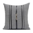 Luxury Black White Houndstooth Gold Leather Stitching Pillow Covers Sofa Decorative Horse Pillow Case Swallow Gird Throw Pillowcases Black Gold PU Leather Polyester Splicing Cushion Covers Well Made Classic Pattern Stevvex