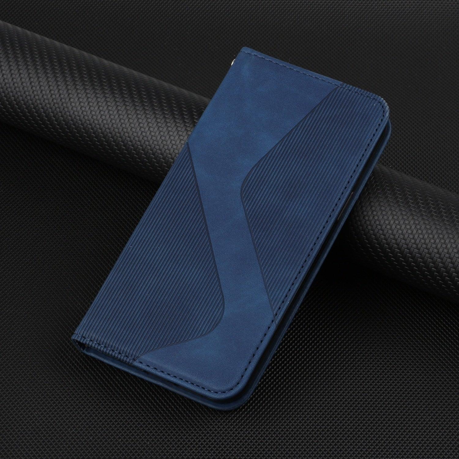 Luxury Blue Flip Wallet Case For iPhone 14 13 12 Mini Plus 11 Pro Magnetic Cards Phone Cover Magnetic PU Leather Phone Case Classic S-shaped Simple Flip Wallet Cover Stevvex