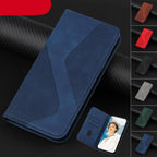 Luxury Blue Flip Wallet Case For iPhone 14 13 12 Mini Plus 11 Pro Magnetic Cards Phone Cover Magnetic PU Leather Phone Case Classic S-shaped Simple Flip Wallet Cover Stevvex