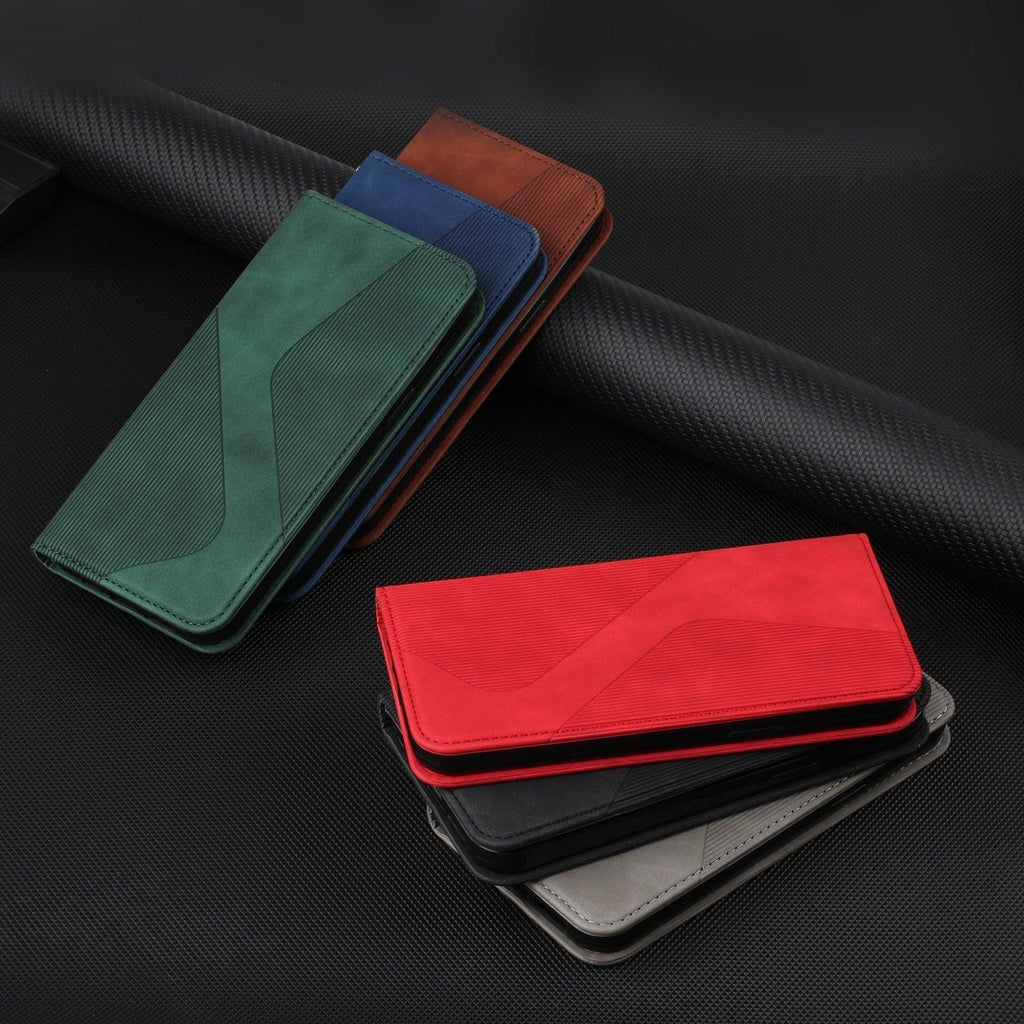 Luxury Blue Flip Wallet Case For iPhone 14 13 12 Mini Plus 11 Pro Magnetic Cards Phone Cover Magnetic PU Leather Phone Case Classic S-shaped Simple Flip Wallet Cover Stevvex
