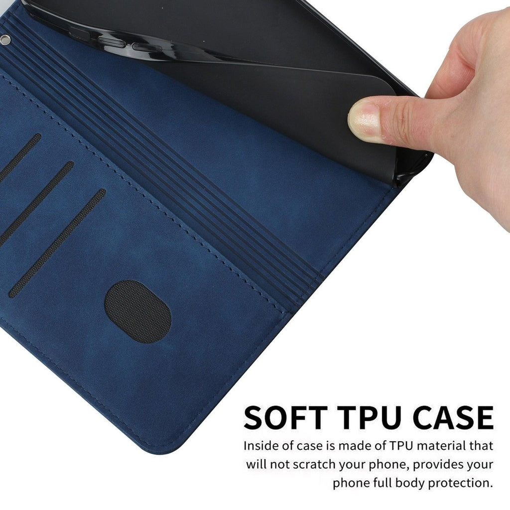 Luxury Blue Flip Wallet Case For iPhone 14 13 12 Mini Plus 11 Pro Magnetic Cards Phone Cover Magnetic PU Leather Phone Case Classic S-shaped Simple Flip Wallet Cover Stevvex