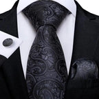 Luxury Blue Silk Design Wedding Tie For Men Necktie Pocket Square Cufflink Set Formal Business Meeting Necktie For Men Stevvex