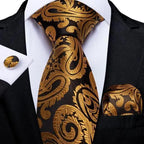 Luxury Blue Silk Design Wedding Tie For Men Necktie Pocket Square Cufflink Set Formal Business Meeting Necktie For Men Stevvex