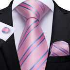 Luxury Blue Silk Design Wedding Tie For Men Necktie Pocket Square Cufflink Set Formal Business Meeting Necktie For Men Stevvex