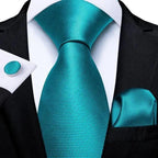 Luxury Blue Silk Design Wedding Tie For Men Necktie Pocket Square Cufflink Set Formal Business Meeting Necktie For Men Stevvex