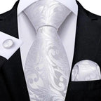 Luxury Blue Silk Design Wedding Tie For Men Necktie Pocket Square Cufflink Set Formal Business Meeting Necktie For Men Stevvex