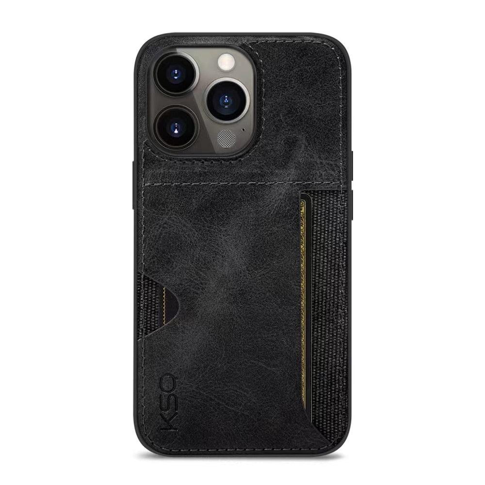 Luxury Brown Leather With Card Holder Phone Case For iPhone 11 12 Pro Max Soft Silicone Back Cover For iPhone 13 14 Pro Genuine Leather Case for iPhone Stevvex