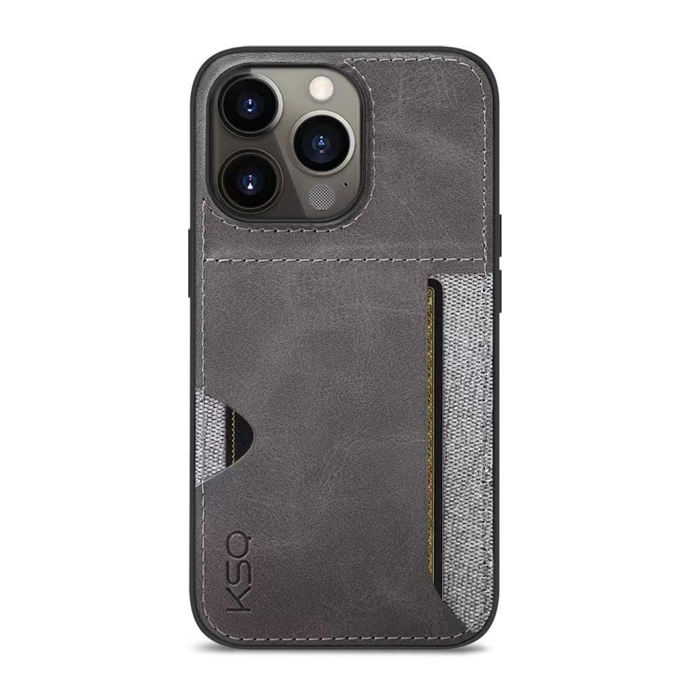Luxury Brown Leather With Card Holder Phone Case For iPhone 11 12 Pro Max Soft Silicone Back Cover For iPhone 13 14 Pro Genuine Leather Case for iPhone Stevvex
