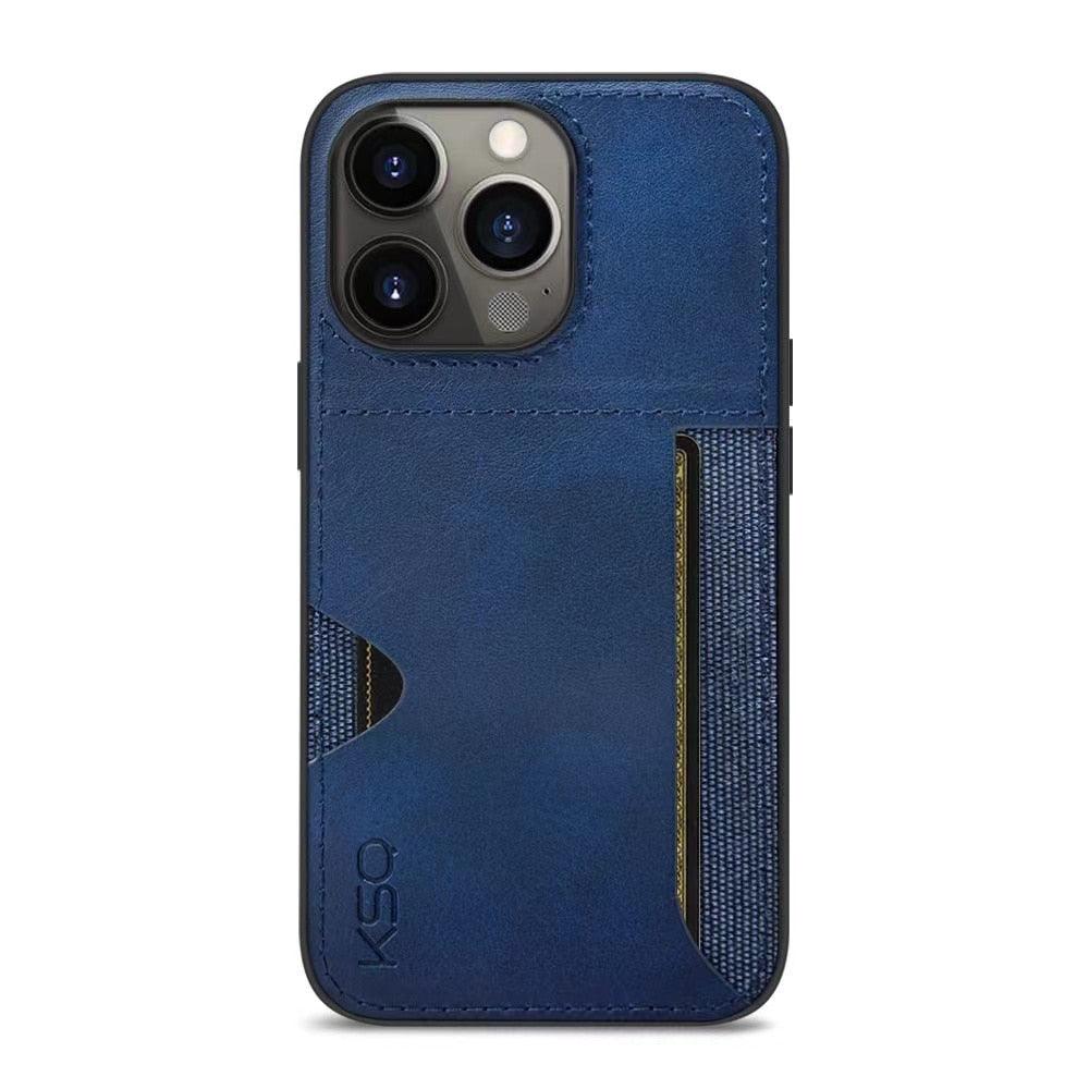 Luxury Brown Leather With Card Holder Phone Case For iPhone 11 12 Pro Max Soft Silicone Back Cover For iPhone 13 14 Pro Genuine Leather Case for iPhone Stevvex