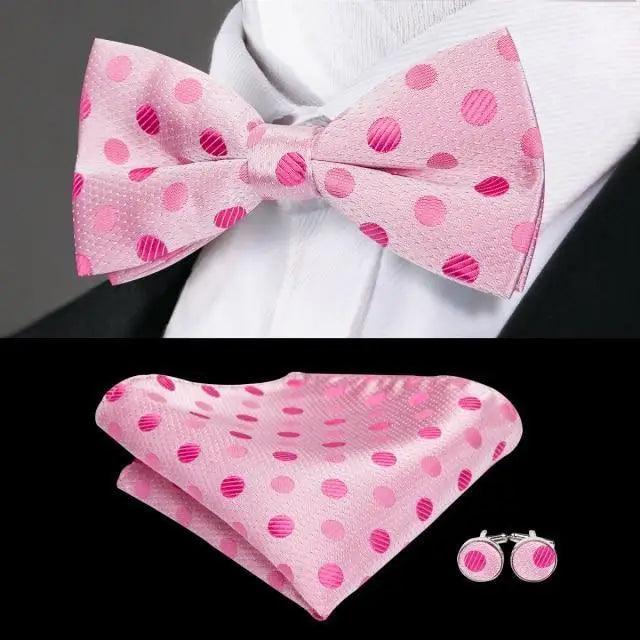 Luxury Butterfly Beige Silk Bow Ties For Men Gentlemens Cufflinks Set Elegant Design Wedding Party Bowties For Tuxedo Excellent Gift For Prom Stevvex