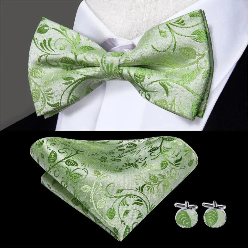 Luxury Butterfly Beige Silk Bow Ties For Men Gentlemens Cufflinks Set Elegant Design Wedding Party Bowties For Tuxedo Excellent Gift For Prom Stevvex