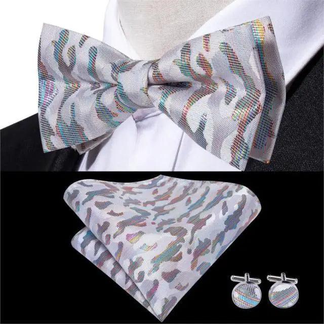 Luxury Butterfly Beige Silk Bow Ties For Men Gentlemens Cufflinks Set Elegant Design Wedding Party Bowties For Tuxedo Excellent Gift For Prom Stevvex