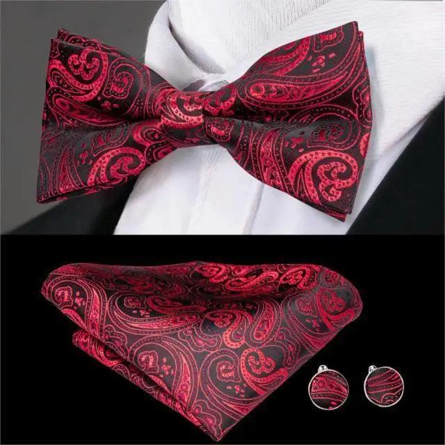 Luxury Butterfly Beige Silk Bow Ties For Men Gentlemens Cufflinks Set Elegant Design Wedding Party Bowties For Tuxedo Excellent Gift For Prom Stevvex