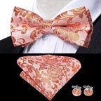 Luxury Butterfly Beige Silk Bow Ties For Men Gentlemens Cufflinks Set Elegant Design Wedding Party Bowties For Tuxedo Excellent Gift For Prom Stevvex