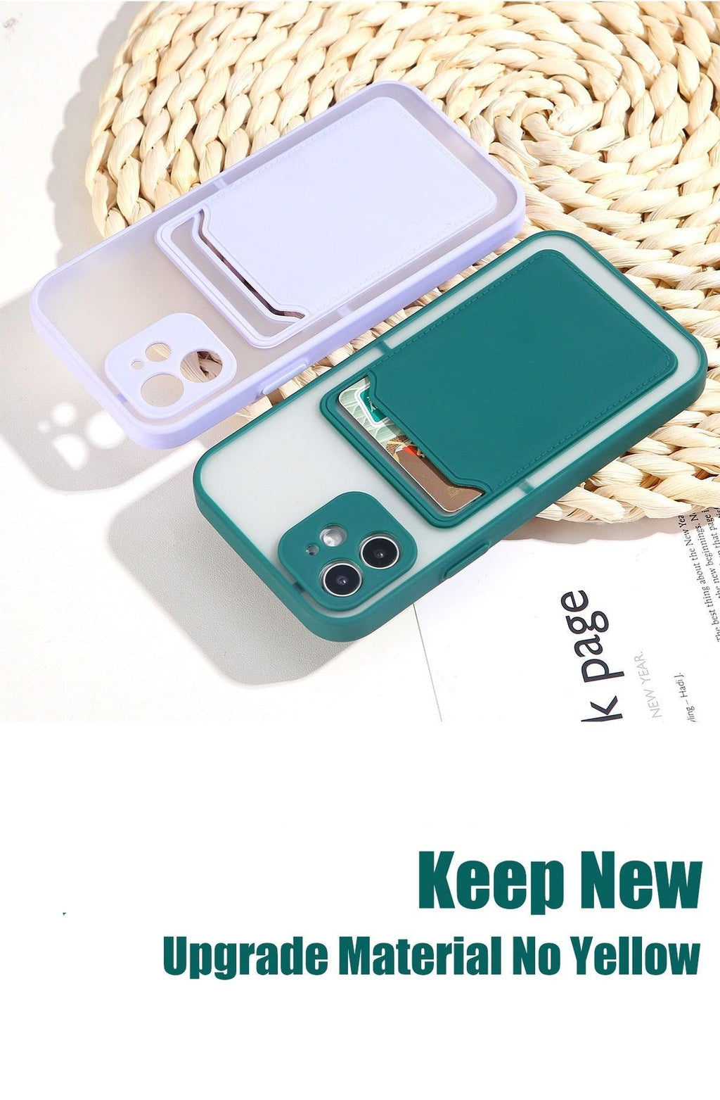 Luxury Card Holder Wallet Case For iPhone 11 Pro Max 12 Mini X XR 7 8 Plus XS Max Hard Solid Color Clear Protection Cover  Soft Silicone Shockproof Back Cover Stevvex