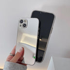 Luxury Clear Back Mirror Shock-Absorption Anti-Scratch Bright Reflection Protective Case Cover Silver Golden Mirror Shockproof Case for iPhone 14 13 12 Pro Max 11 X XR XS 8Plus iphone Hard Back Cover Stevvex