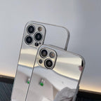 Luxury Clear Back Mirror Shock-Absorption Anti-Scratch Bright Reflection Protective Case Cover Silver Golden Mirror Shockproof Case for iPhone 14 13 12 Pro Max 11 X XR XS 8Plus iphone Hard Back Cover Stevvex