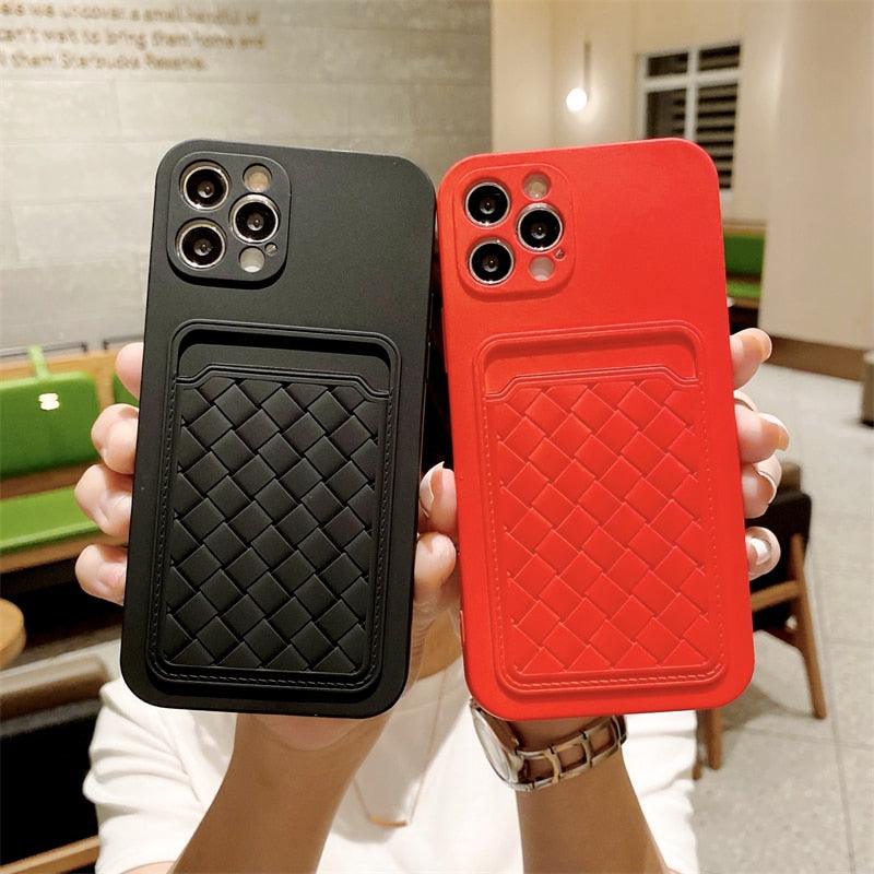 Luxury Colorful Card Holder Wallet Case For iPhone 14 13 11 12 Pro Max Mini 14 Plus Soft Silicone Purse Cover  Silicone Case with Card Holder Compatible with iPhone Stevvex