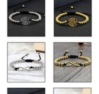 Luxury Copper Beads Pendant Beaded Bracelet Adjustable Life Tree Word Heart Shape Alloy Charm Bangles Couple Wrist Gold Bracelets For Women Bracelet Set Stretch Stackable Bracelets